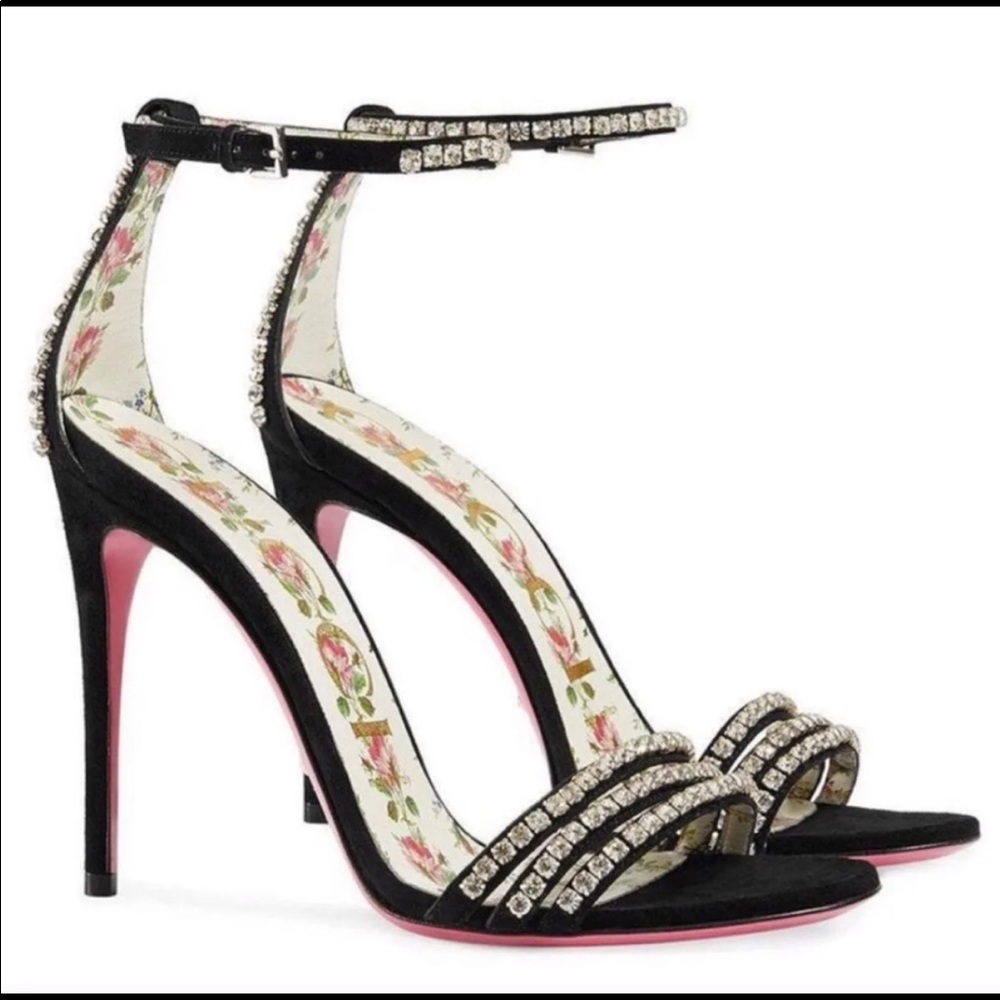 Gucci Isle Black crystal heels